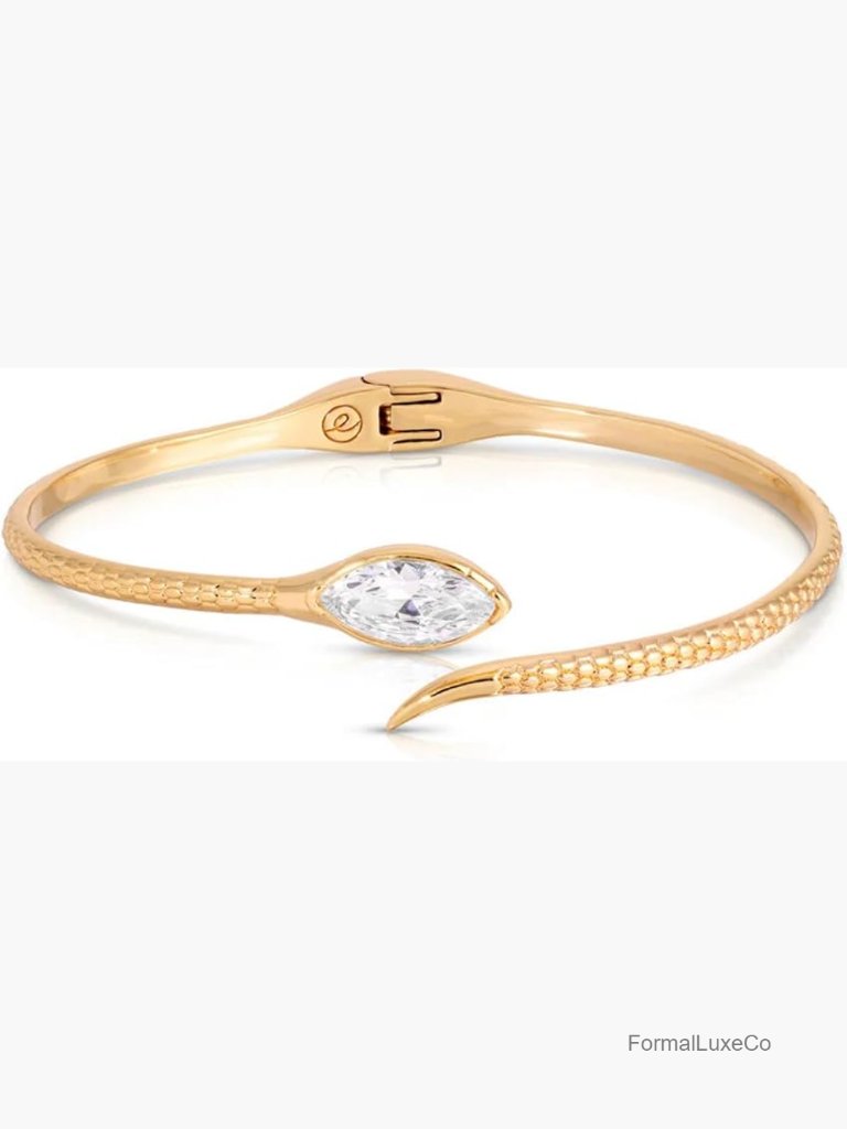 Gold-Plated Cuff Bracelet For Women, Wrap Snake Bangle, Jewelry Gift